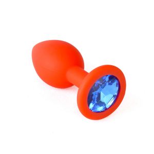 70600-13 Силиконовая втулка красная, цвет кристалла синий 7,2 см х 3 см ― Секс Культура