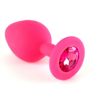 70400-02 Силиконовая втулка фуксия, цвет кристалла розовый 7,3 см х 3 см ― Секс Культура