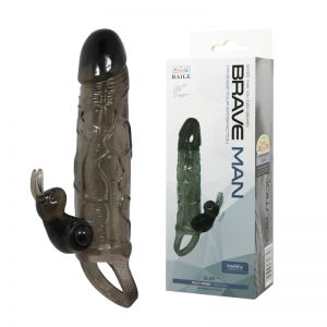 BI-026225-1 Удлинняющая насадка с вибрацией black BI-026225-1 ― Секс Культура