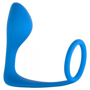 4216-03Lola Мужской анальный стимулятор с кольцом на пенис Button Anal Plug Blue 4216-03Lola ― Секс Культура